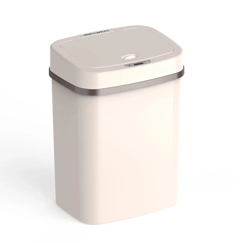 Wholesale prices with free shipping all over United States Nine Stars 3.2 Gallon Trash Can, Plastic Touchless Bathroom Trash Can, Cream - Steven Deals