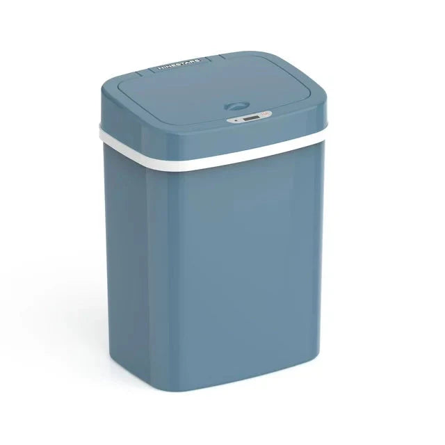 Wholesale prices with free shipping all over United States Nine Stars 3.2 Gallon Trash Can, Plastic Touchless Bathroom Trash Can, Steel Blue - Steven Deals
