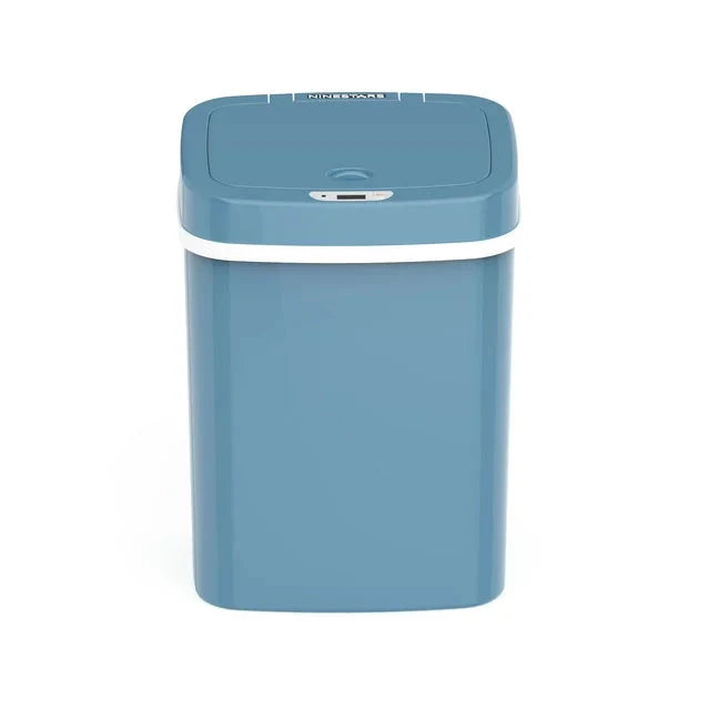Wholesale prices with free shipping all over United States Nine Stars 3.2 Gallon Trash Can, Plastic Touchless Bathroom Trash Can, Steel Blue - Steven Deals