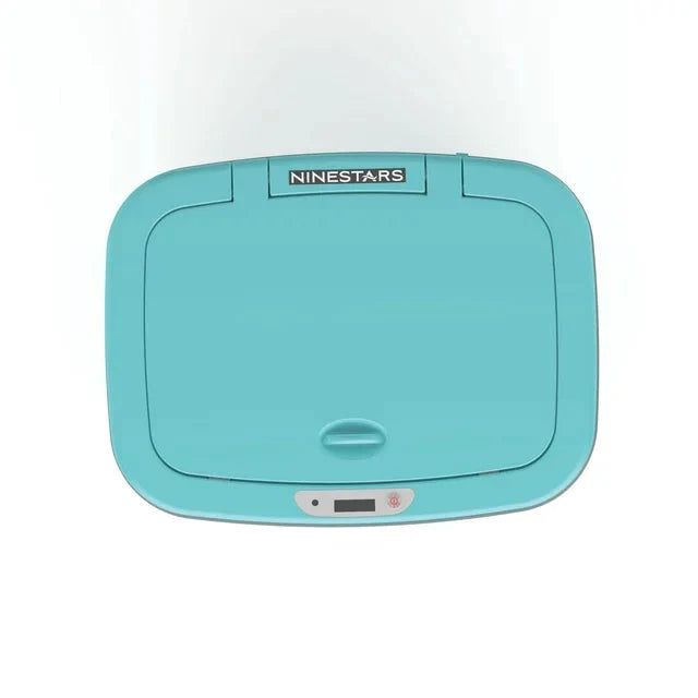 Wholesale prices with free shipping all over United States Nine Stars 3.2 Gallon Trash Can, Plastic Touchless Bathroom Trash Can, Teal - Steven Deals