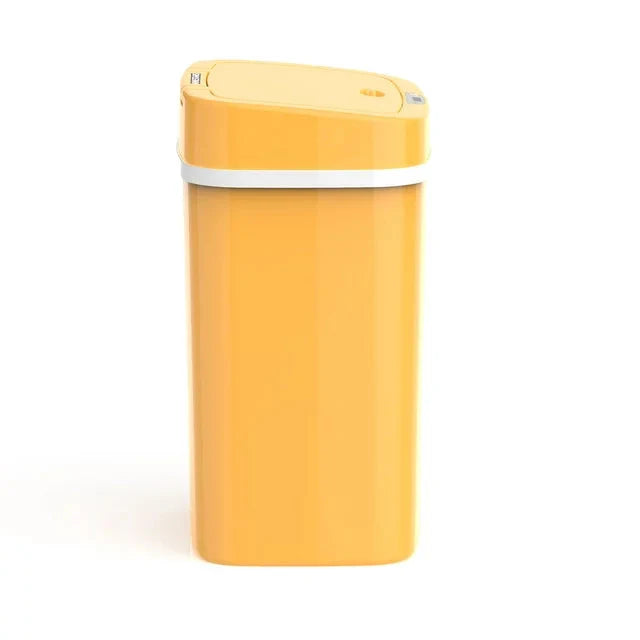 Wholesale prices with free shipping all over United States Nine Stars 3.2 Gallon Trash Can, Plastic Touchless Bathroom Trash Can, Yellow - Steven Deals