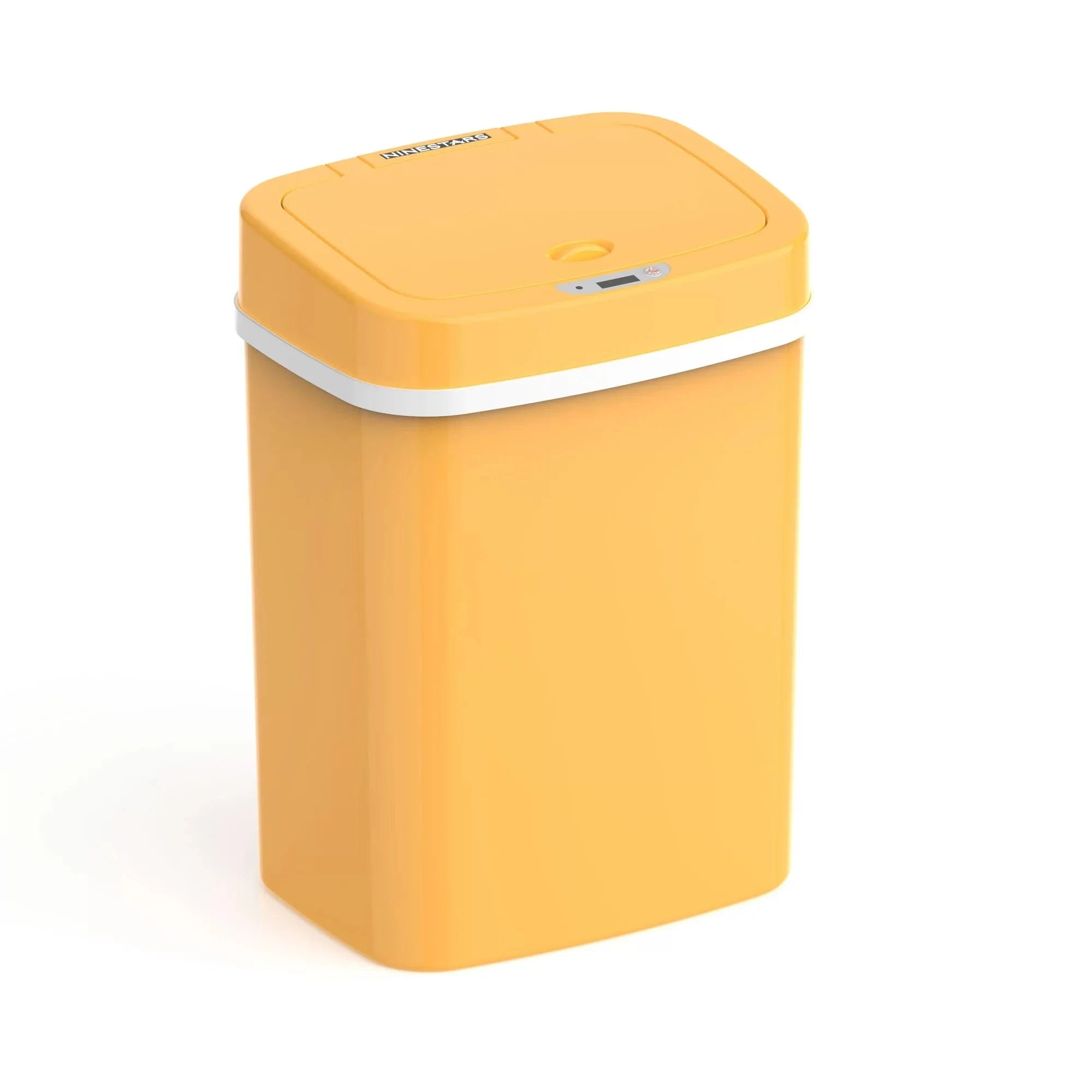 Wholesale prices with free shipping all over United States Nine Stars 3.2 Gallon Trash Can, Plastic Touchless Bathroom Trash Can, Yellow - Steven Deals