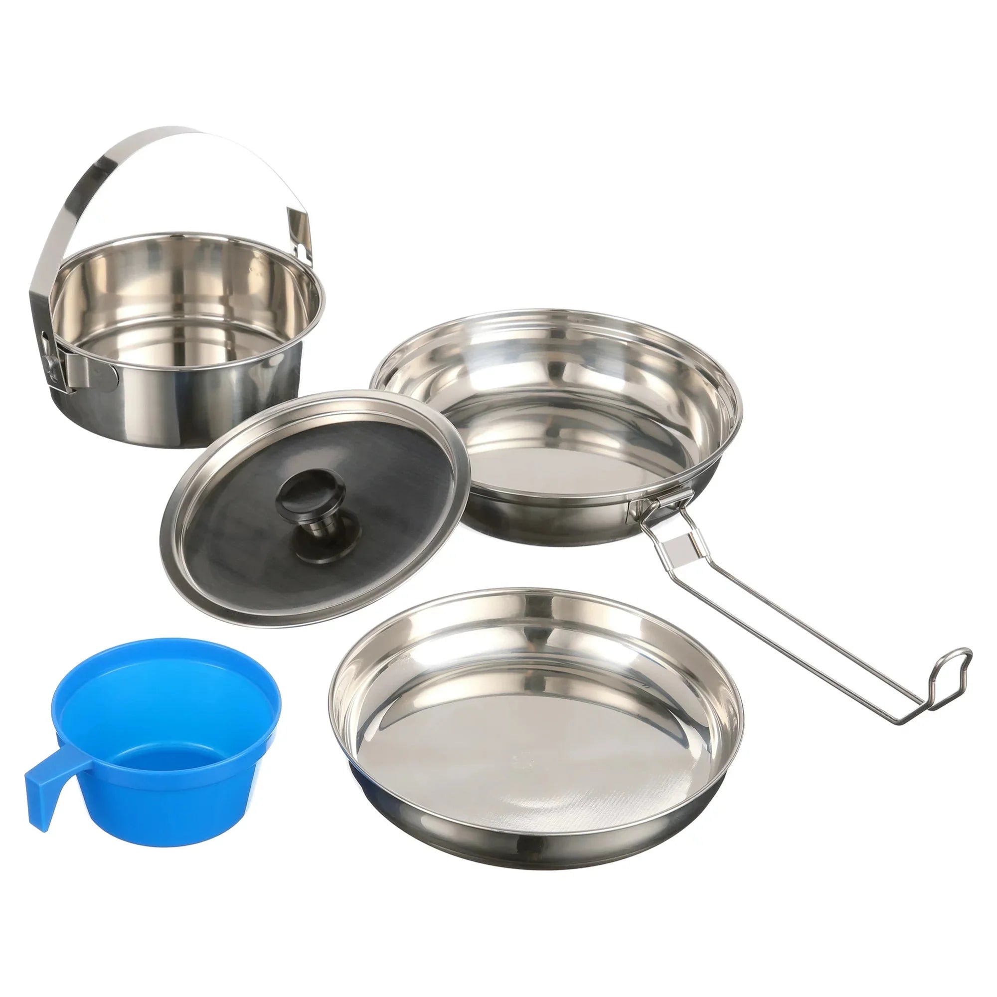 Wholesale prices with free shipping all over United States Ozark Trail Space-Saving 5-Piece Cookware Mess Kit, Stainless Steel and Plastic - Steven Deals