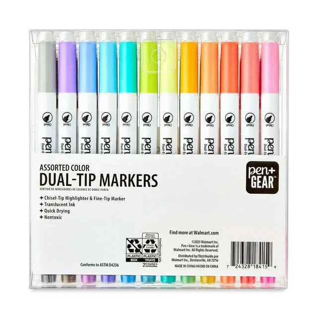 Wholesale prices with free shipping all over United States Pen+Gear Dual End Art Markers, Assorted Colors, 24 Count - Steven Deals