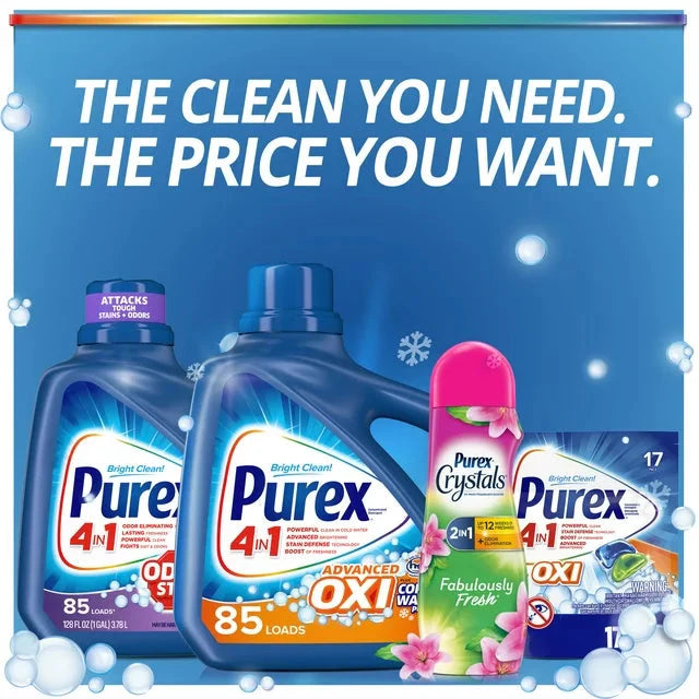 Wholesale prices with free shipping all over United States Purex Liquid Laundry Detergent Plus OXI, Stain Defense Technology, 128 Fluid Ounces, 85 Wash Loads - Steven Deals