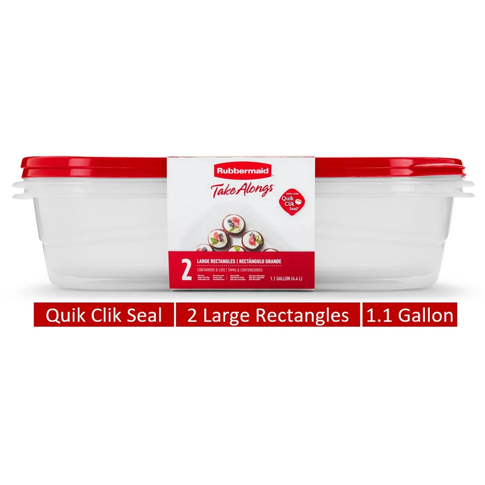 Wholesale prices with free shipping all over United States Rubbermaid TakeAlongs, 1 Gallon, 2 Packs, Red, Large Rectangular Plastic Food Storage Containers - Steven Deals