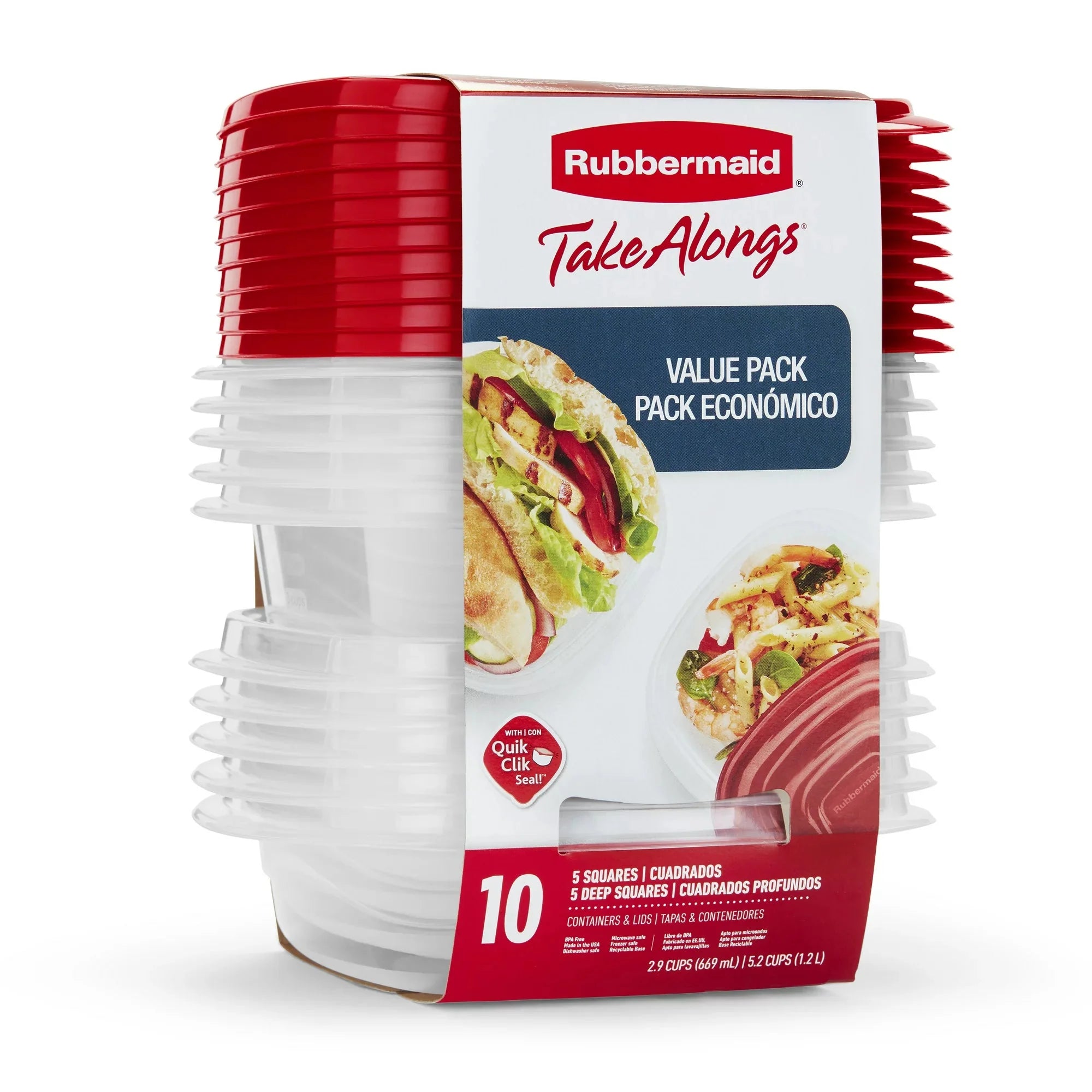 Wholesale prices with free shipping all over United States Rubbermaid TakeAlongs 20 Piece Food Storage Container Set, Red - Steven Deals
