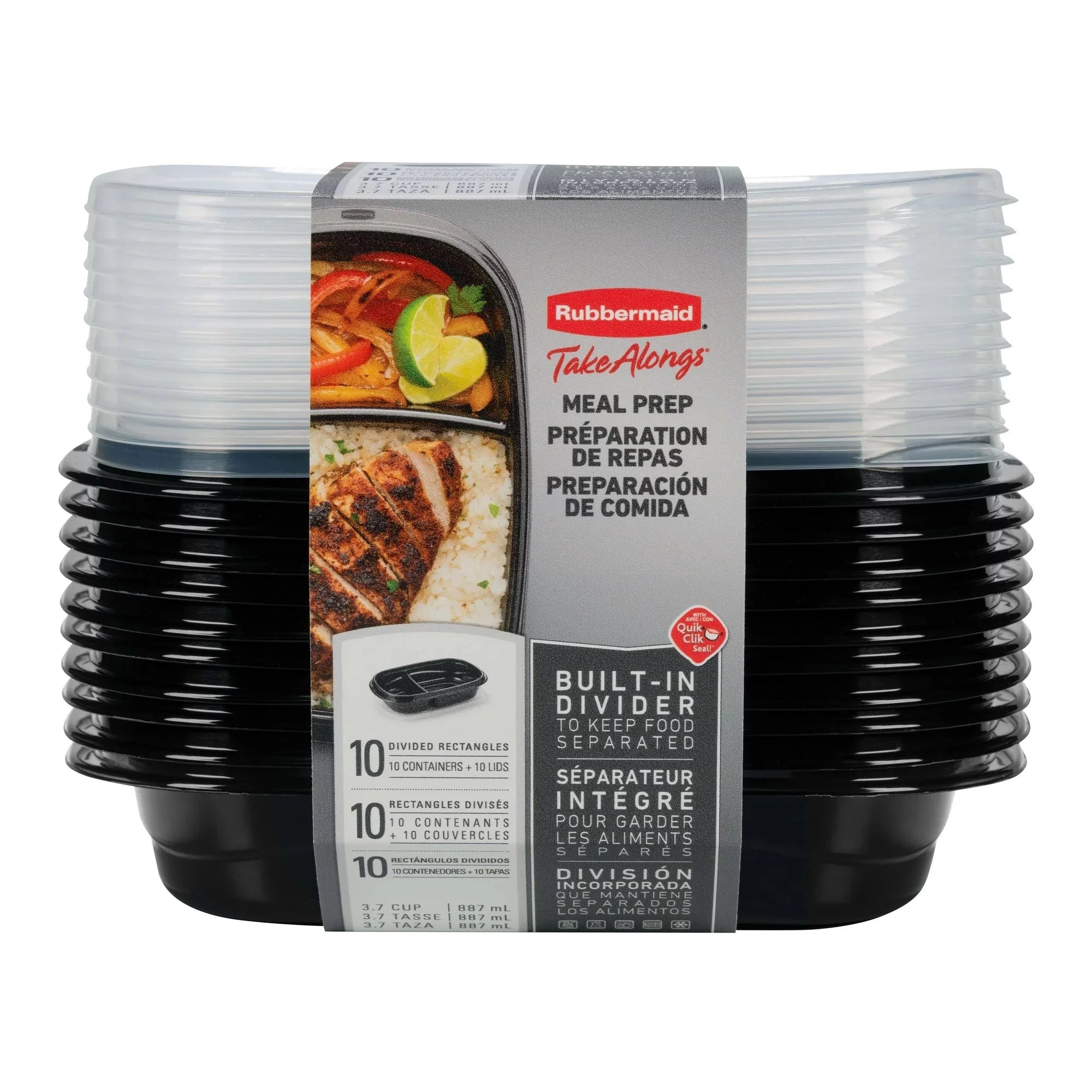 Wholesale prices with free shipping all over United States Rubbermaid TakeAlongs, 3.7 Cups, Meal Prep Food Storage Container with Built-In Divider, 20 Pieces - Steven Deals
