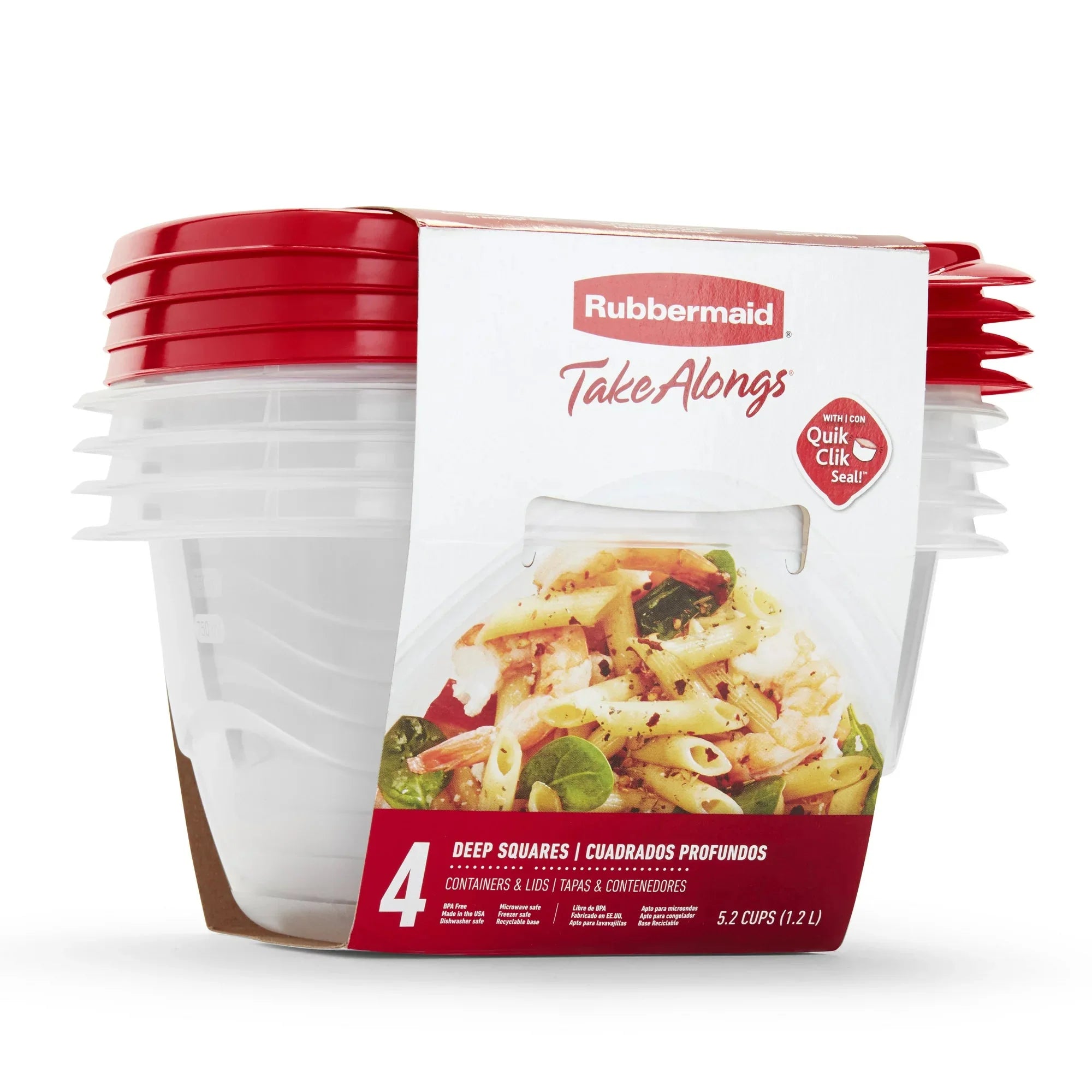 Wholesale prices with free shipping all over United States Rubbermaid TakeAlongs 5.2 Cup Deep Square Food Storage Containers, Set of 4, Red - Steven Deals