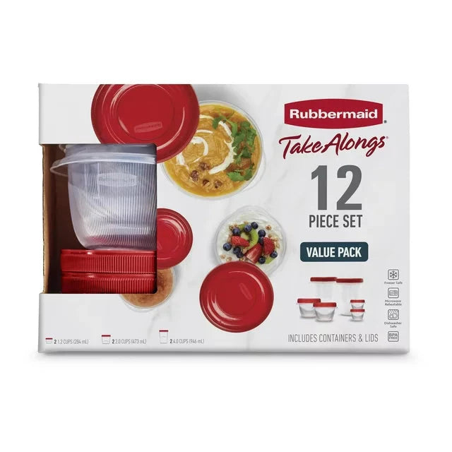 Wholesale prices with free shipping all over United States Rubbermaid Takealongs 12 Piece Food Storage Set, Red - Steven Deals