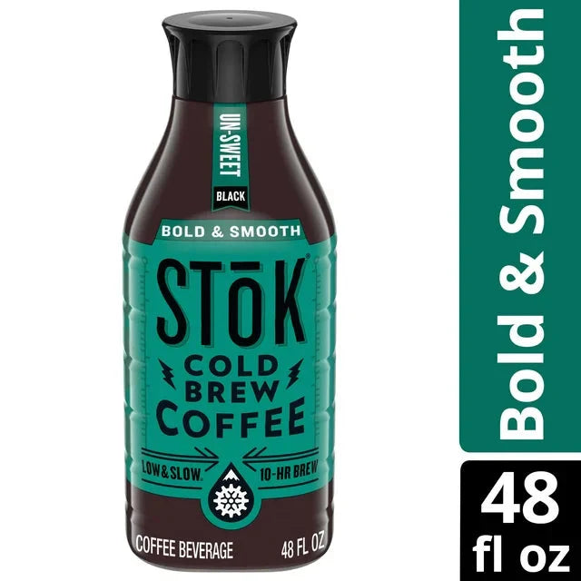 Wholesale prices with free shipping all over United States SToK Black, Unsweetened, Medium Roast Arabica-Based Blend Cold Brew Coffee, 48 fl oz Bottle - Steven Deals