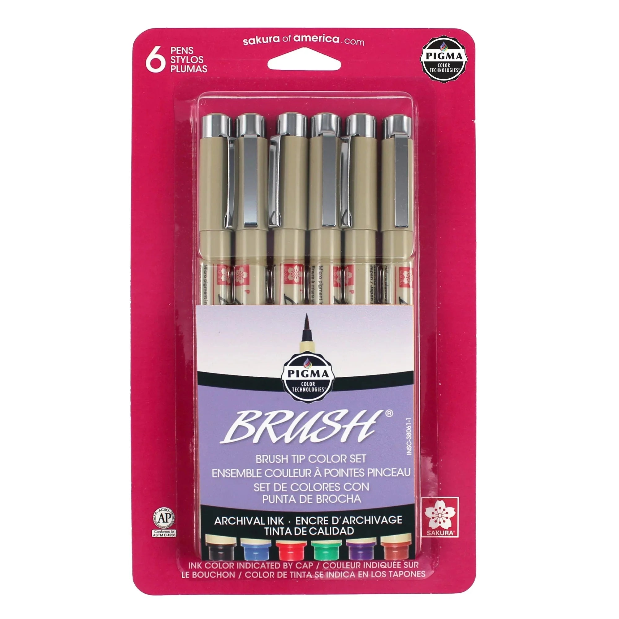 Wholesale prices with free shipping all over United States Sakura Pigma Brush Pen Set, 6-Colors - Steven Deals
