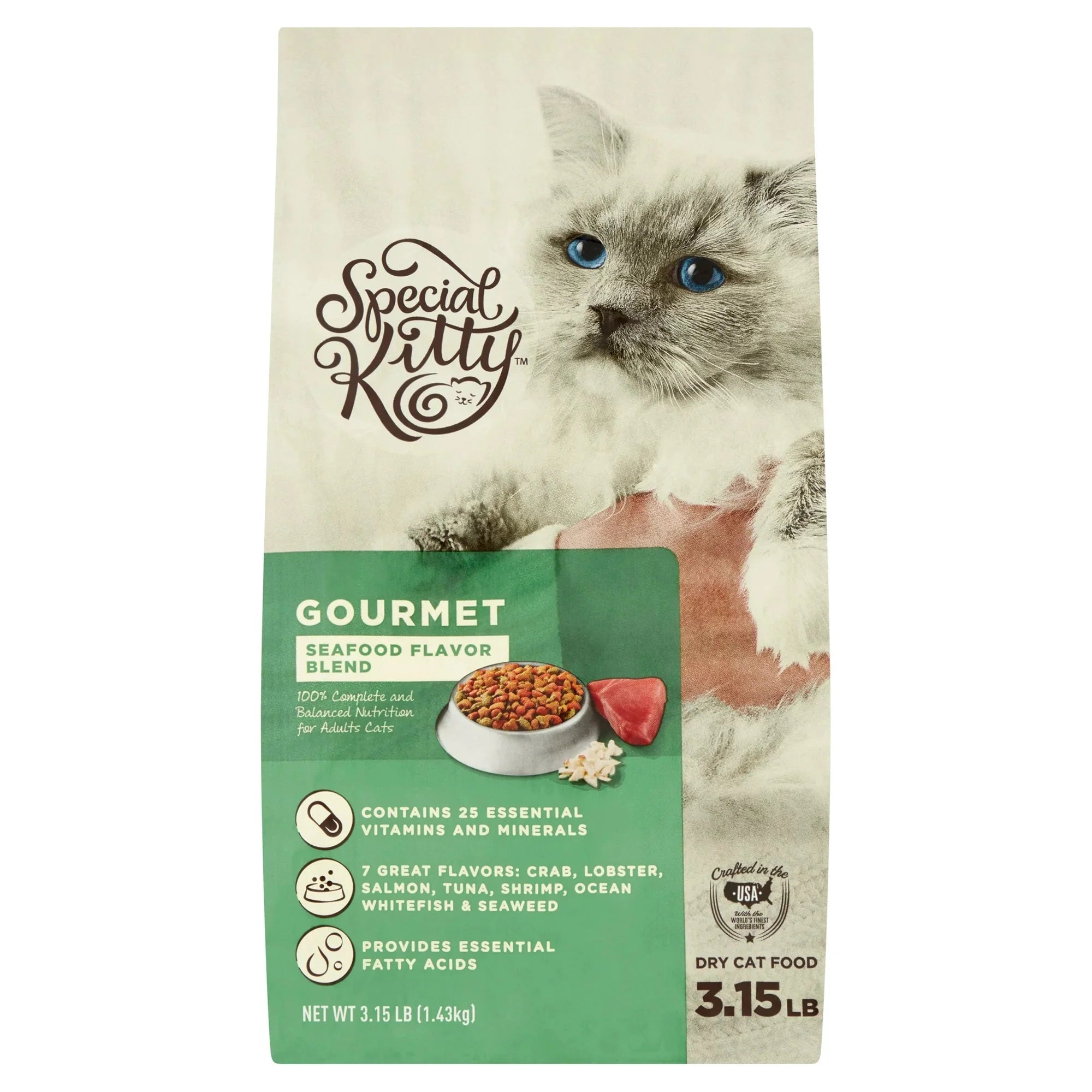 Wholesale prices with free shipping all over United States Special Kitty Gourmet Formula Dry Cat Food, Seafood Flavor Blend, 3.15 lb - Steven Deals