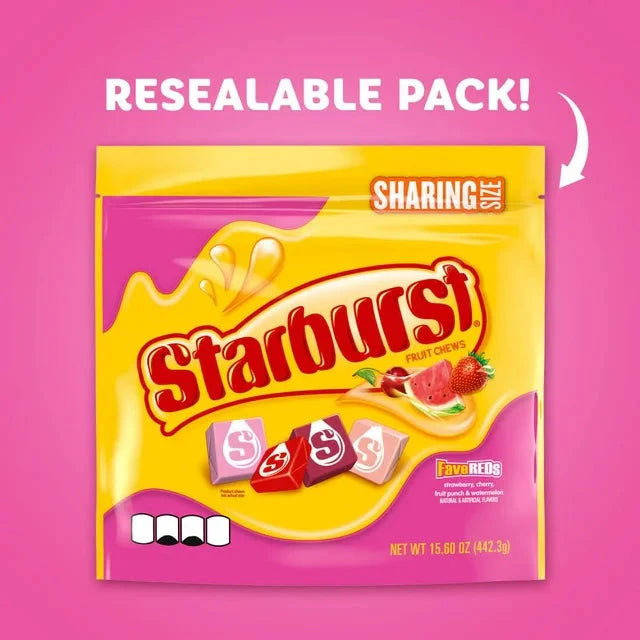 Wholesale prices with free shipping all over United States Starburst Favereds Valentine's Day Sharing Size Chewy Candy, 15.6 oz Bag - Steven Deals