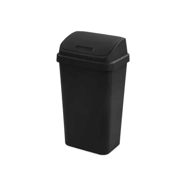 Wholesale prices with free shipping all over United States Sterilite 13 Gallon Trash Can, Plastic Swing Top Kitchen Trash Can, Black - Steven Deals