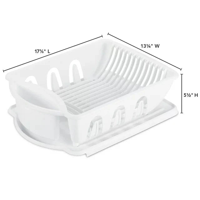 Wholesale prices with free shipping all over United States Sterilite 2-Piece Dish Rack Dish Drainer Set, White - Steven Deals