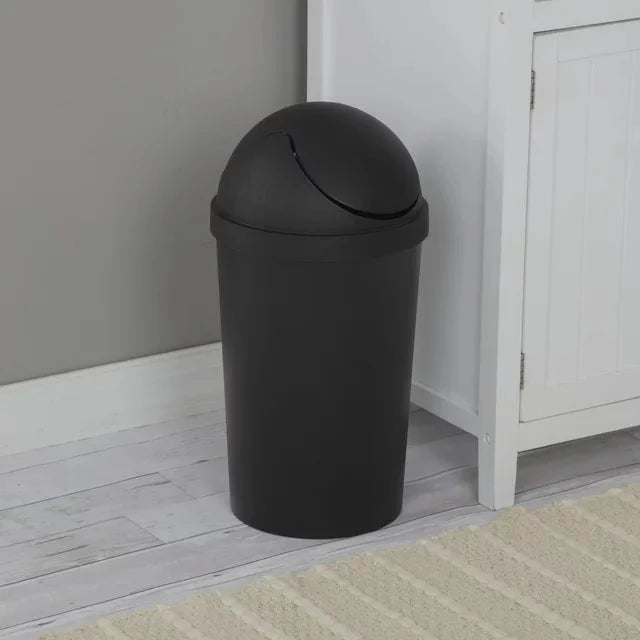 Wholesale prices with free shipping all over United States Sterilite 3 Gal. Round SwingTop Wastebasket Plastic, Black - Steven Deals
