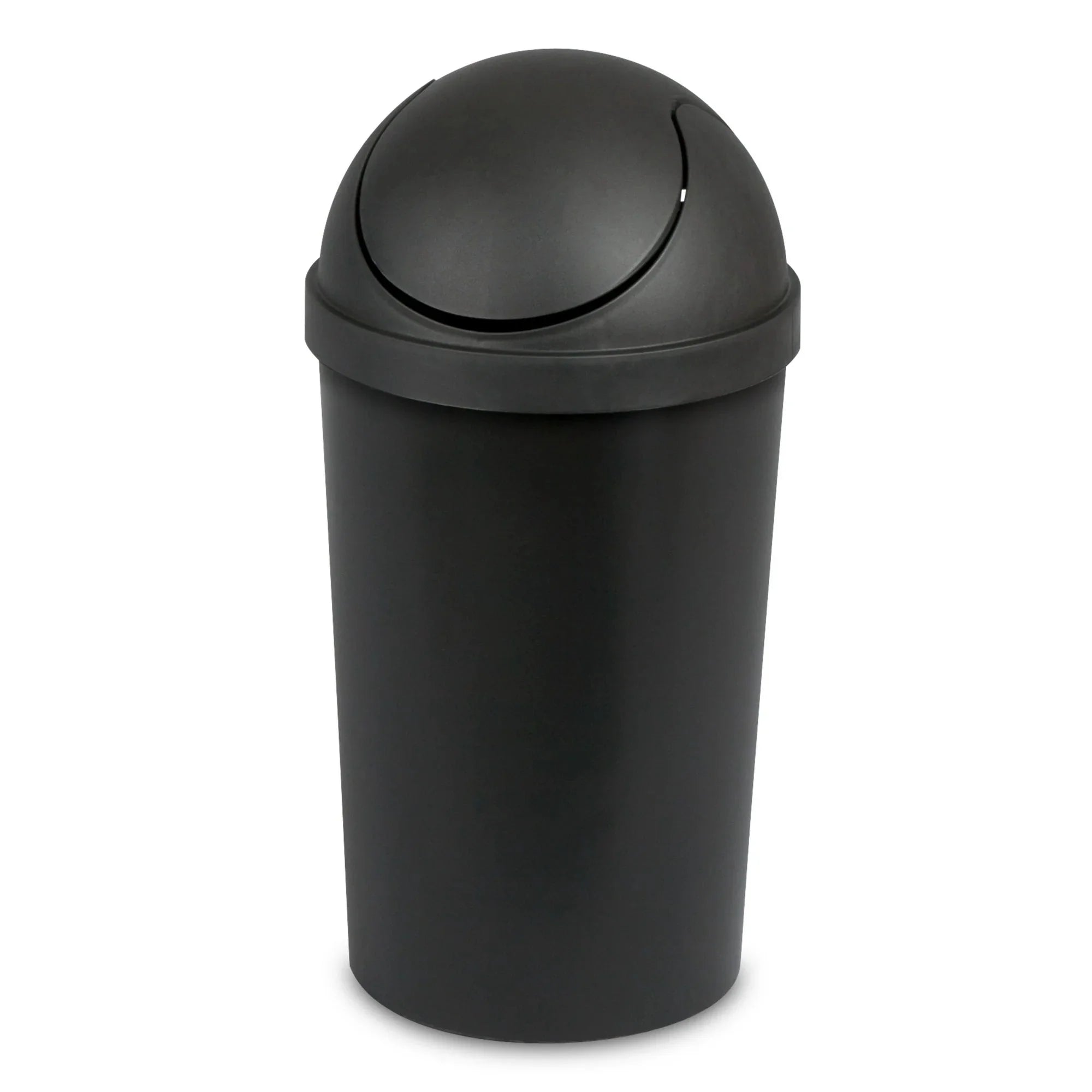 Wholesale prices with free shipping all over United States Sterilite 3 Gal. Round SwingTop Wastebasket Plastic, Black - Steven Deals