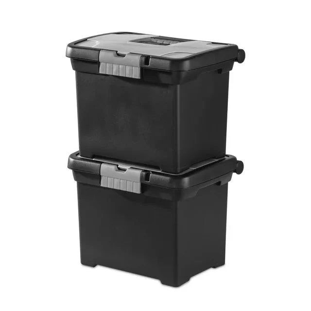 Wholesale prices with free shipping all over United States Sterilite Portable File Box, Plastic, Black - Steven Deals