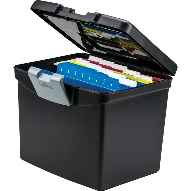 Wholesale prices with free shipping all over United States Storex Plastic File Storage Box with XL Storage Lid, Fits Letter-size Paper, Black/Gray - Steven Deals