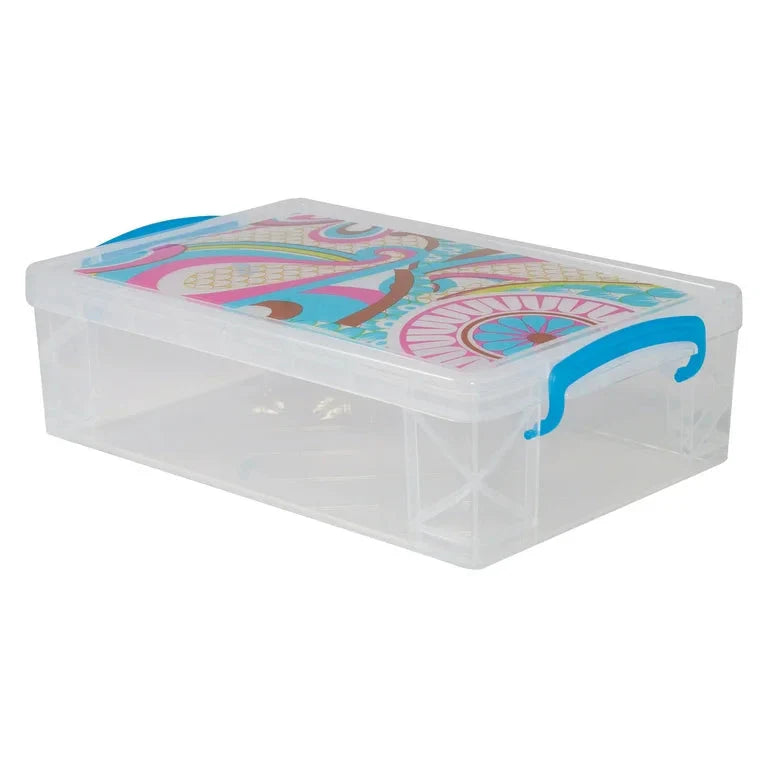 Wholesale prices with free shipping all over United States Super Stacker® Large Pencil Box, Clear with Blue Handles - Steven Deals