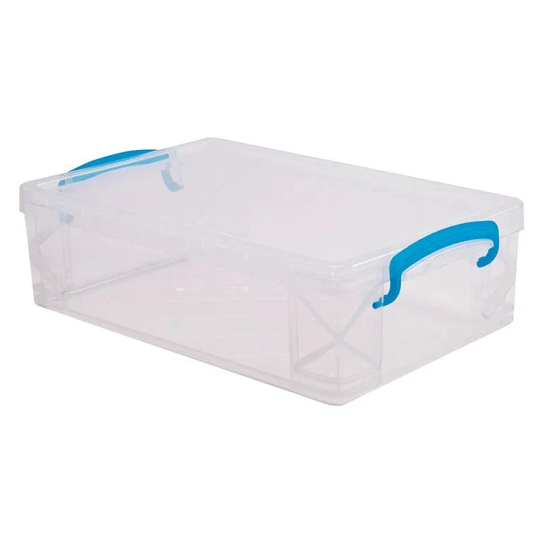 Wholesale prices with free shipping all over United States Super Stacker® Large Pencil Box, Clear with Blue Handles - Steven Deals