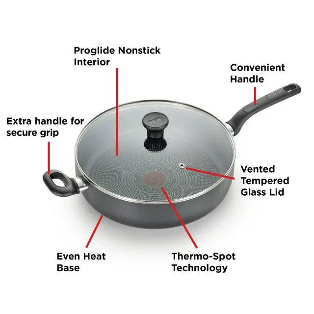 Wholesale prices with free shipping all over United States T-fal Easy Care Nonstick Cookware, Jumbo Cooker, 5 Quart, Grey - Steven Deals