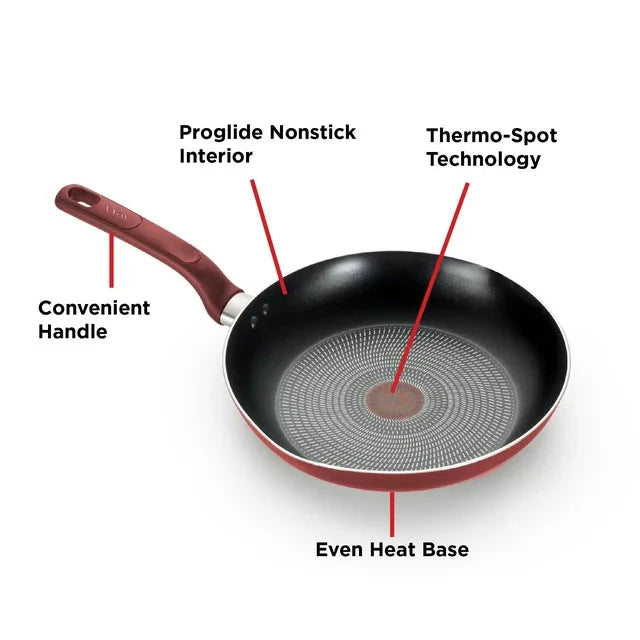 Wholesale prices with free shipping all over United States T-fal Easy Care Nonstick Fry Pan, 12 inch, Red - Steven Deals