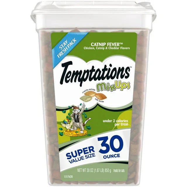 Wholesale prices with free shipping all over United States Temptations Mixups Chicken, Catnip & Cheddar Flavor Crunchy and Soft Cat Treats, 30 oz Tub - Steven Deals