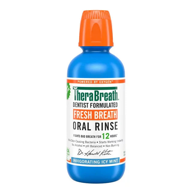 Wholesale prices with free shipping all over United States TheraBreath Fresh Breath Mouthwash, Icy Mint, Alcohol-Free, 16 fl oz - Steven Deals
