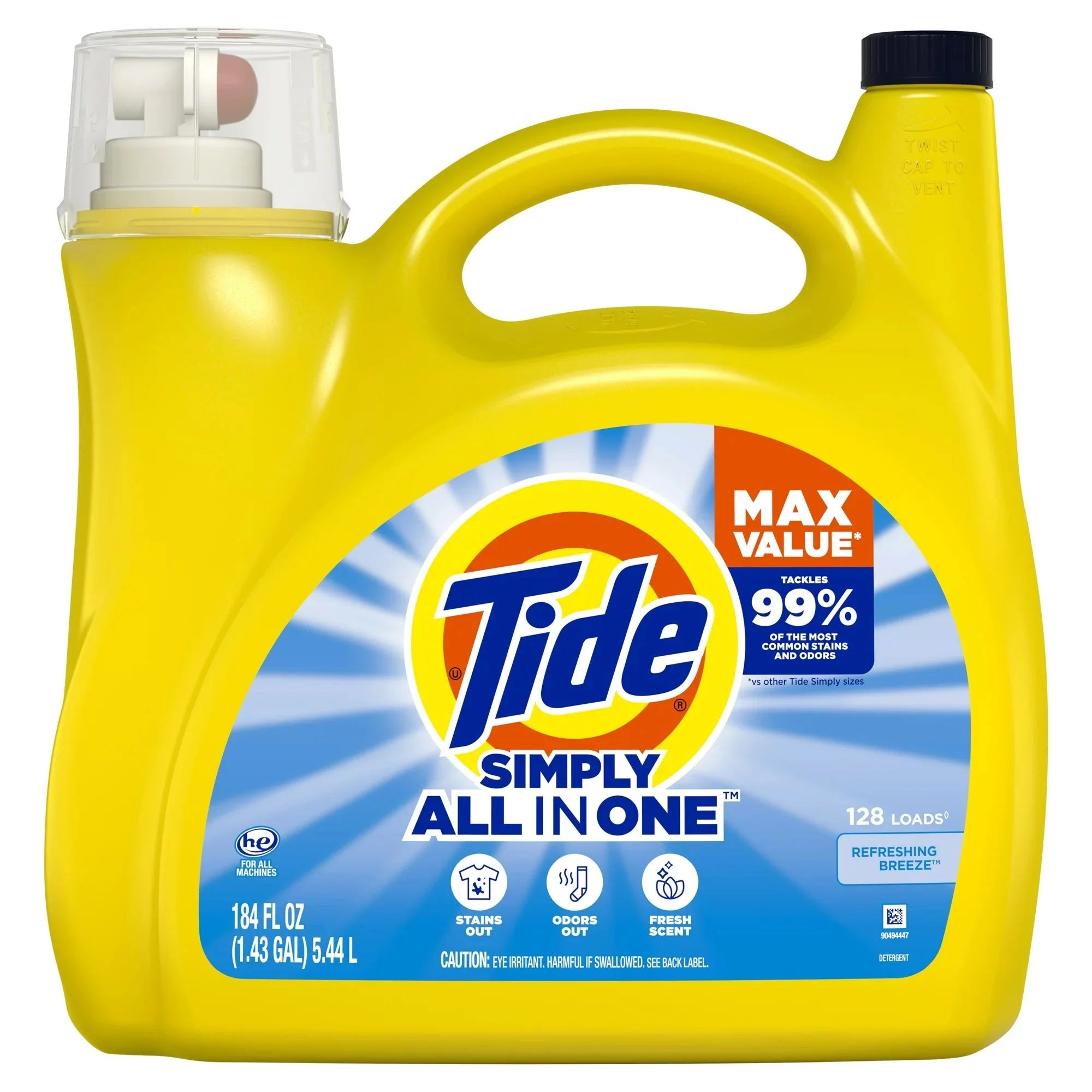Wholesale prices with free shipping all over United States Tide Simply Liquid Laundry Detergent, Refreshing Breeze, 184 fl oz - Steven Deals