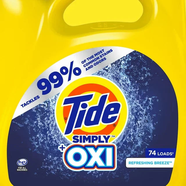 Wholesale prices with free shipping all over United States Tide Simply Oxi, 74 Loads Liquid Laundry Detergent, 115 fl oz - Steven Deals