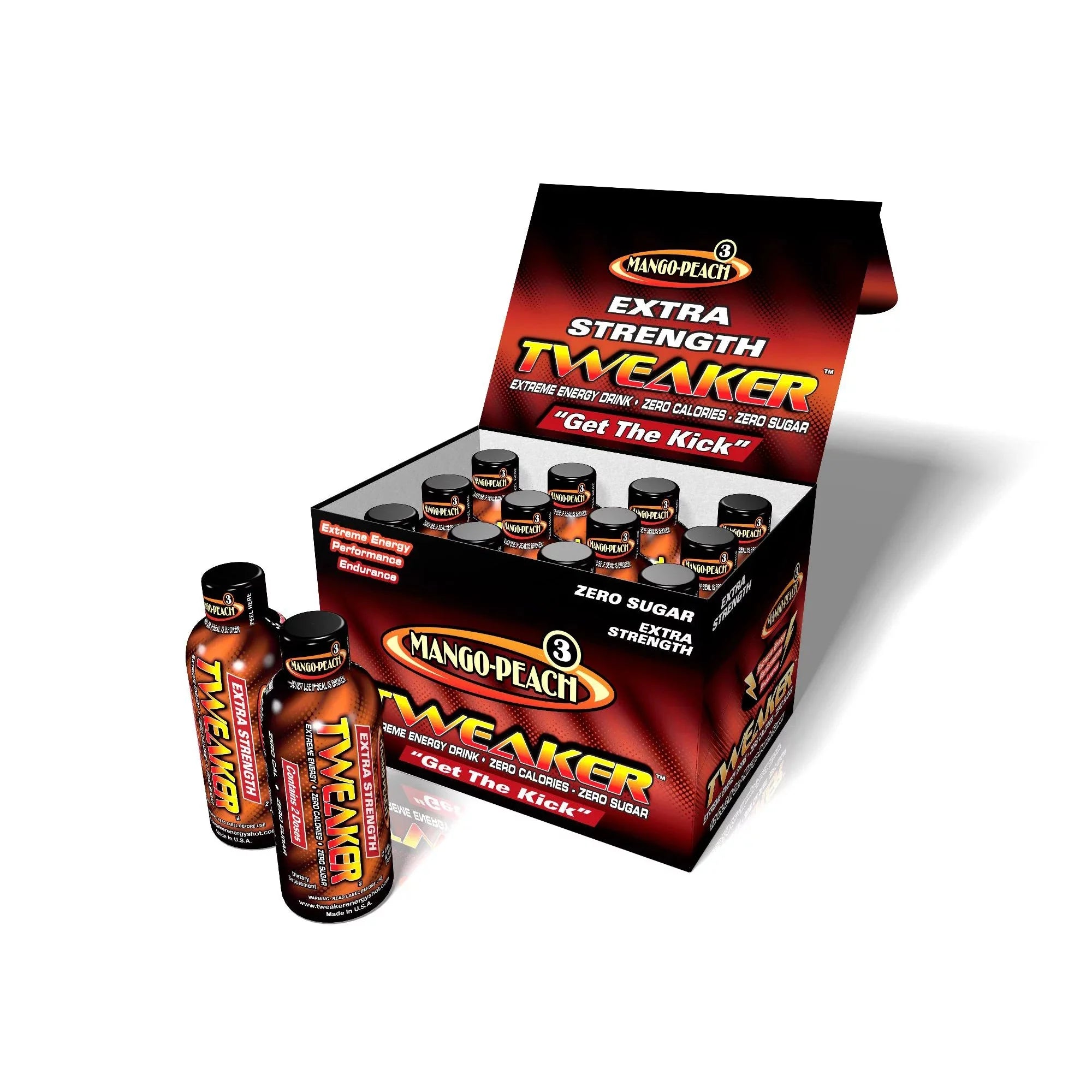 Wholesale prices with free shipping all over United States Tweaker Energy Shot, Mango Peach, 2 fl oz, 12 count - Steven Deals