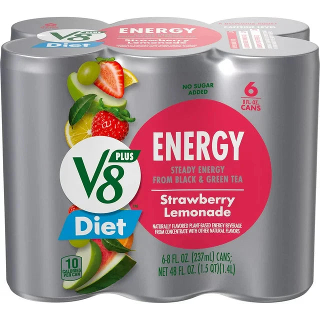 Wholesale prices with free shipping all over United States V8 +ENERGY Diet Strawberry Lemonade Energy Drink, 8 fl oz Can (Pack of 6) - Steven Deals