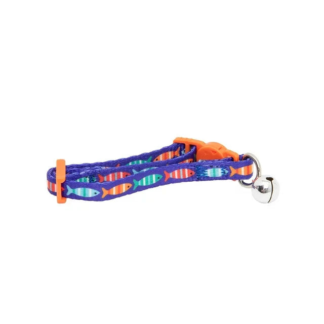 Wholesale prices with free shipping all over United States Vibrant Life 2-Pack Kitten Collar Navy Multi Fish and Solid Blue, One Size - Steven Deals