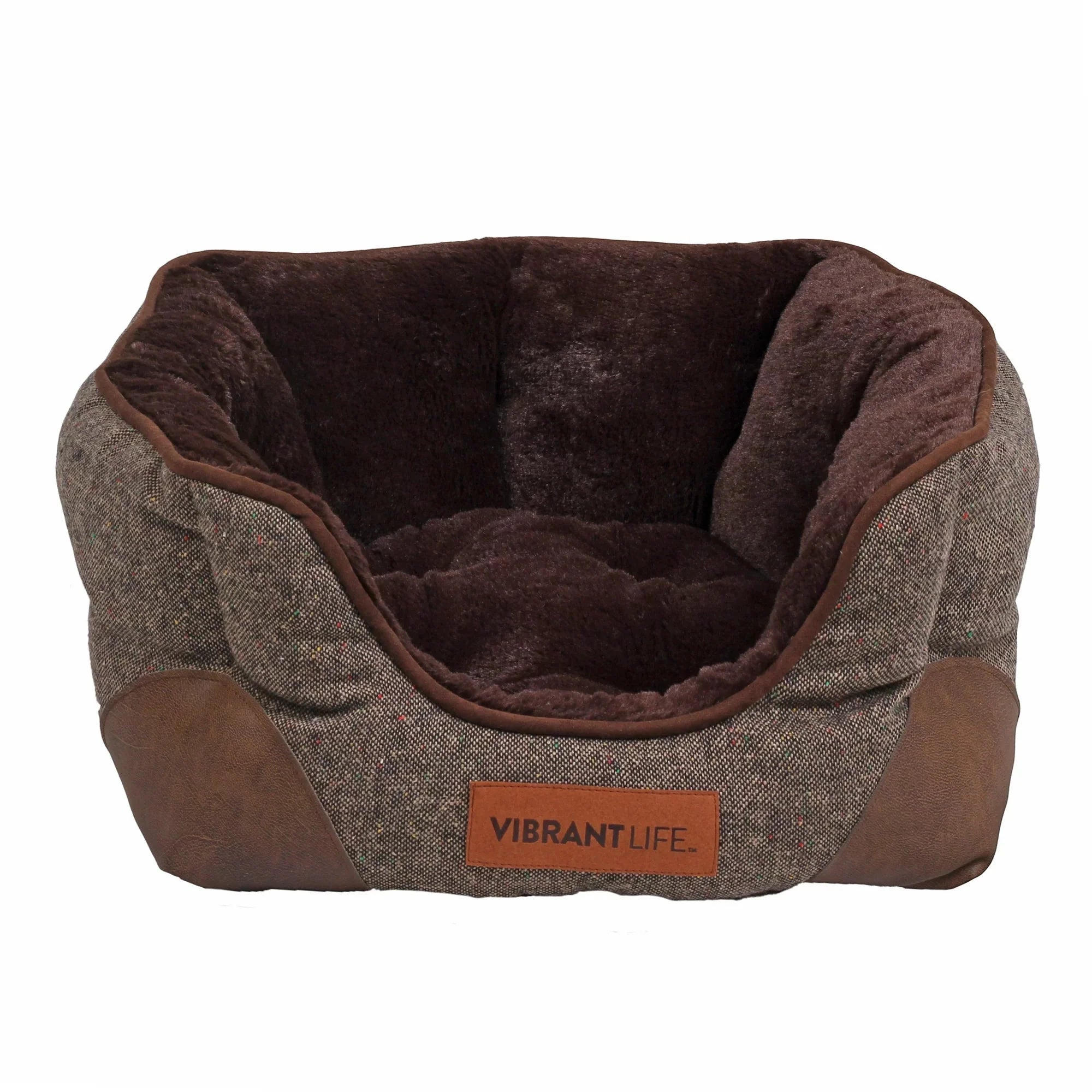 Wholesale prices with free shipping all over United States Vibrant Life Small Cozy Cuddler-Style Dog & Cat Bed, Bed with High Walls, Brown - Steven Deals