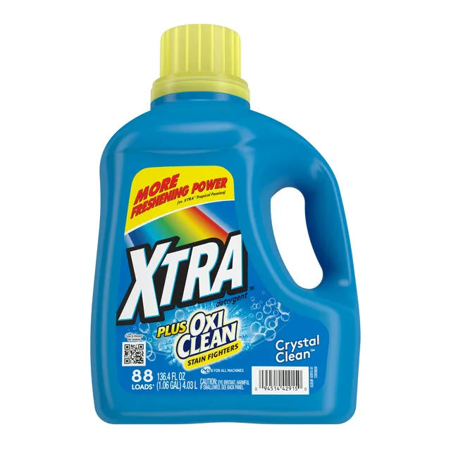 Wholesale prices with free shipping all over United States XTRA Plus OxiClean, Crystal Clean, 88 Loads Liquid Laundry Detergent, 136.4 Fl oz - Steven Deals