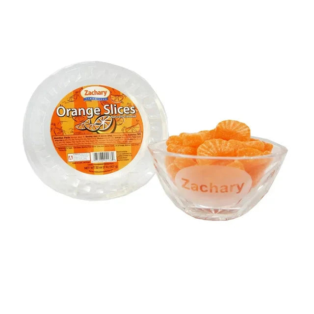 Wholesale prices with free shipping all over United States Zachary Orange Slices Jelly Candy, 32 oz. Tub - Steven Deals