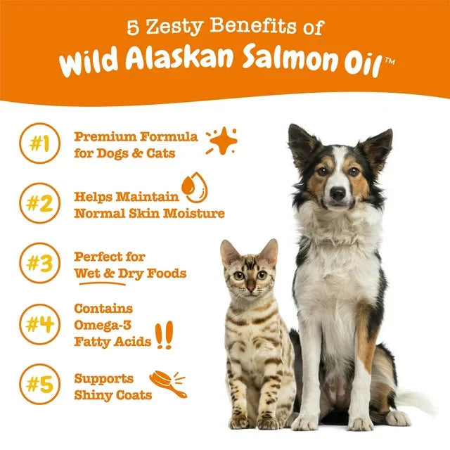 Wholesale prices with free shipping all over United States Zesty Paws Pure Wild Alaskan Salmon Oil Liquid Food Supplement for Dogs or Cats, 8 fl oz, Skin Care - Steven Deals